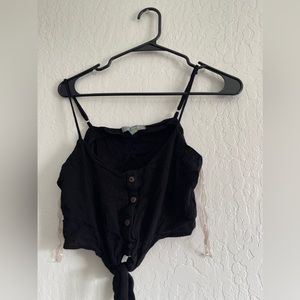 Good Luck Gem Black crop tied tank top